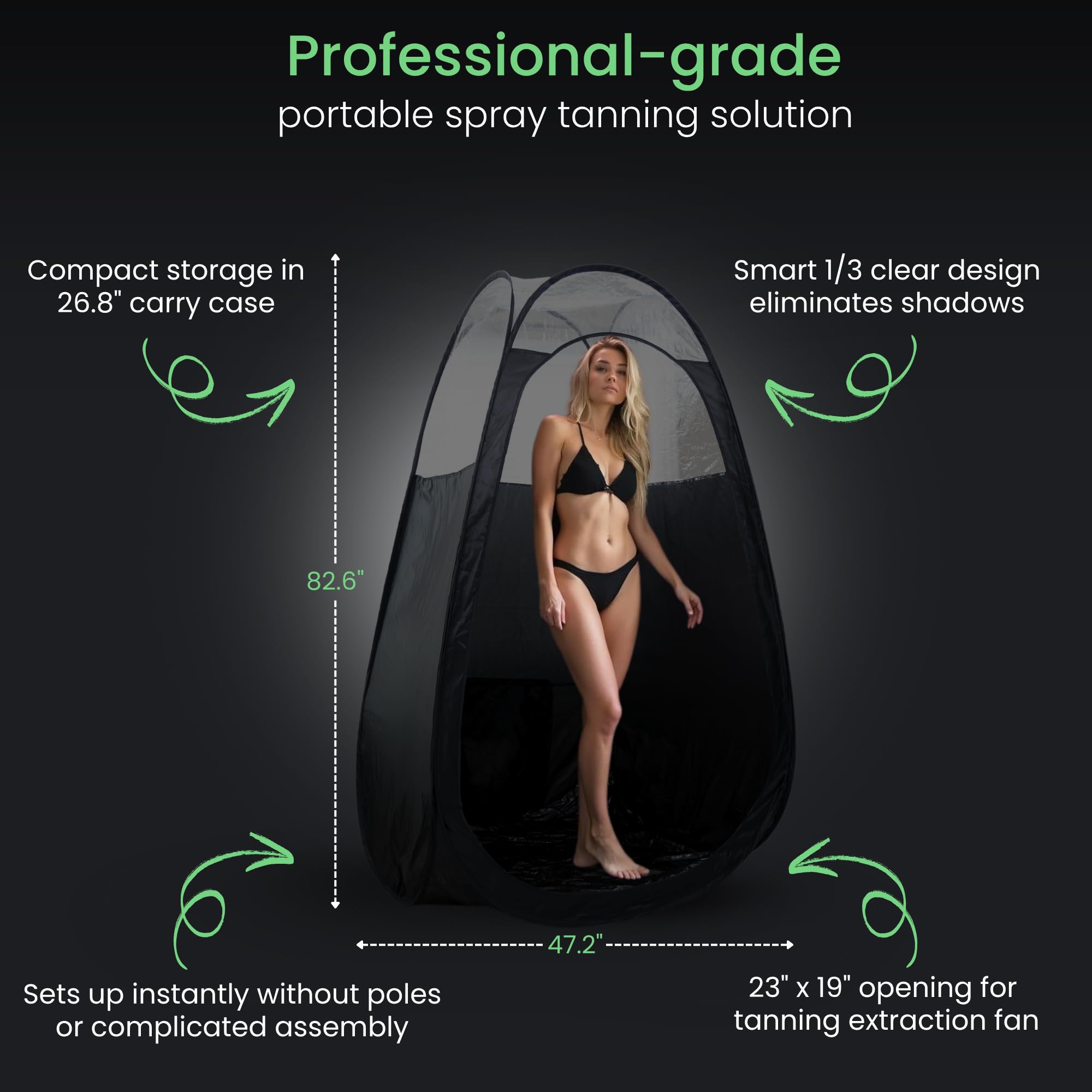 Reneebeautytan spray tan tent clear window interior enhances visibility during application