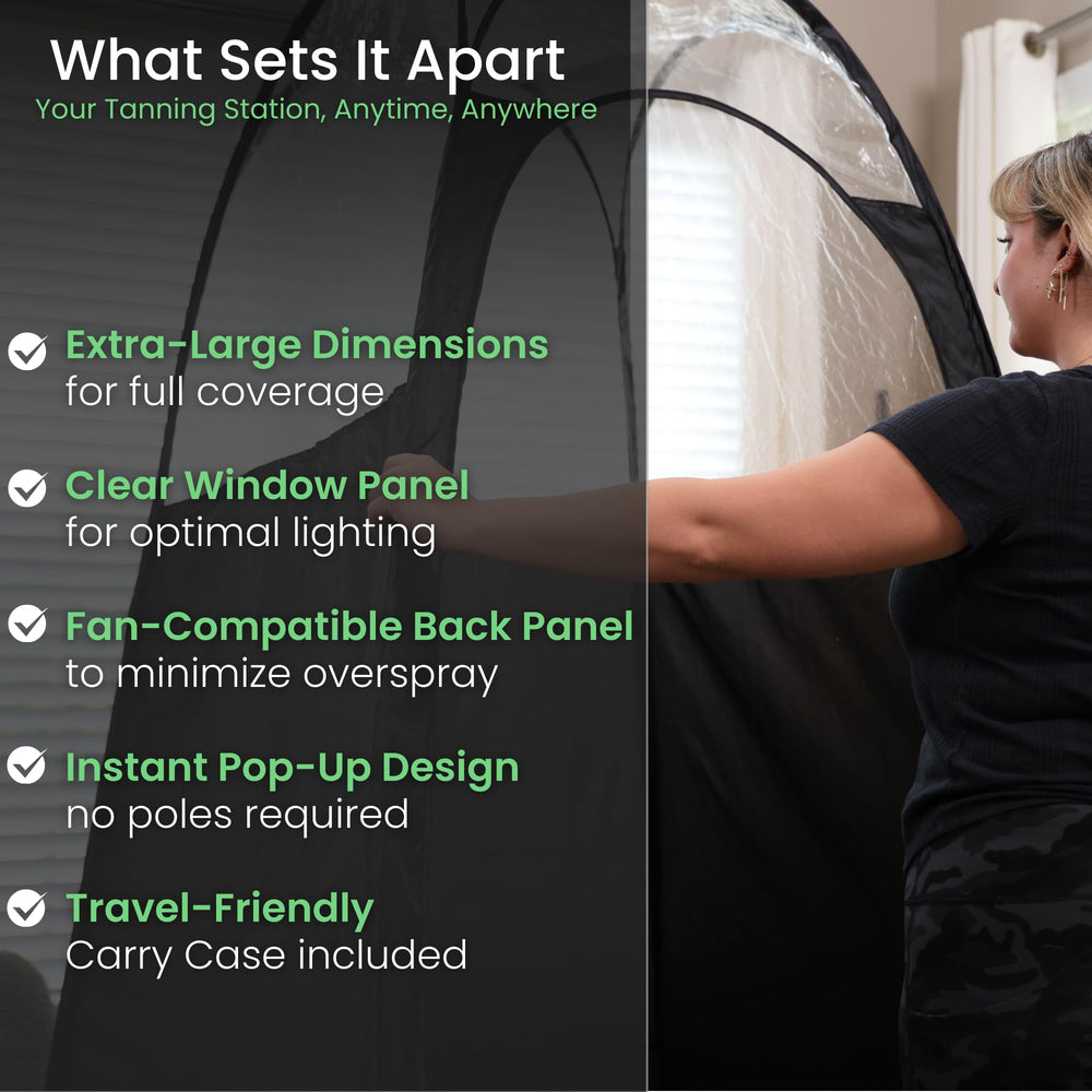 Reneebeautytan large tent suits professionals and DIY home setups