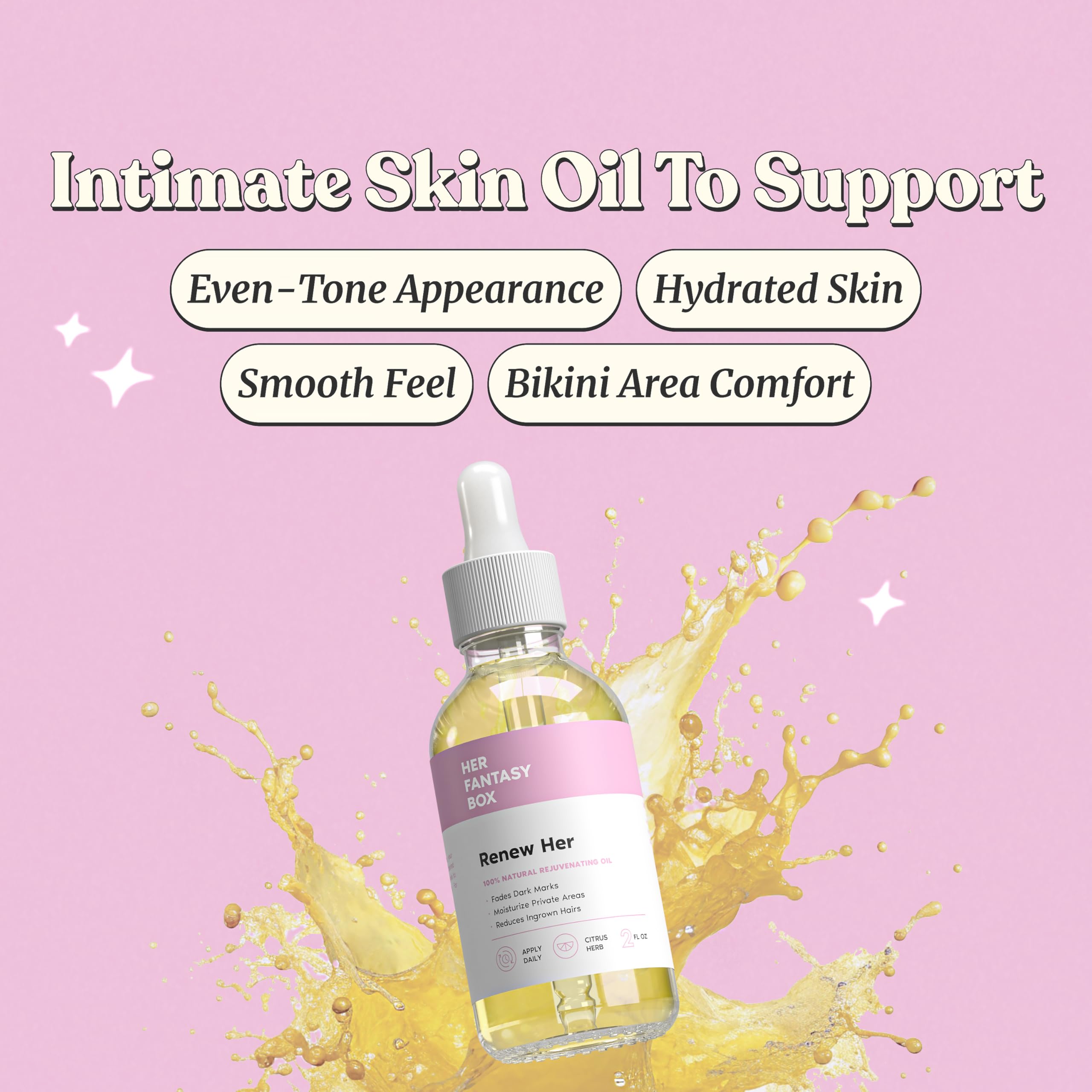 Renew Her oil application on skin shows soothing, moisturizing benefits