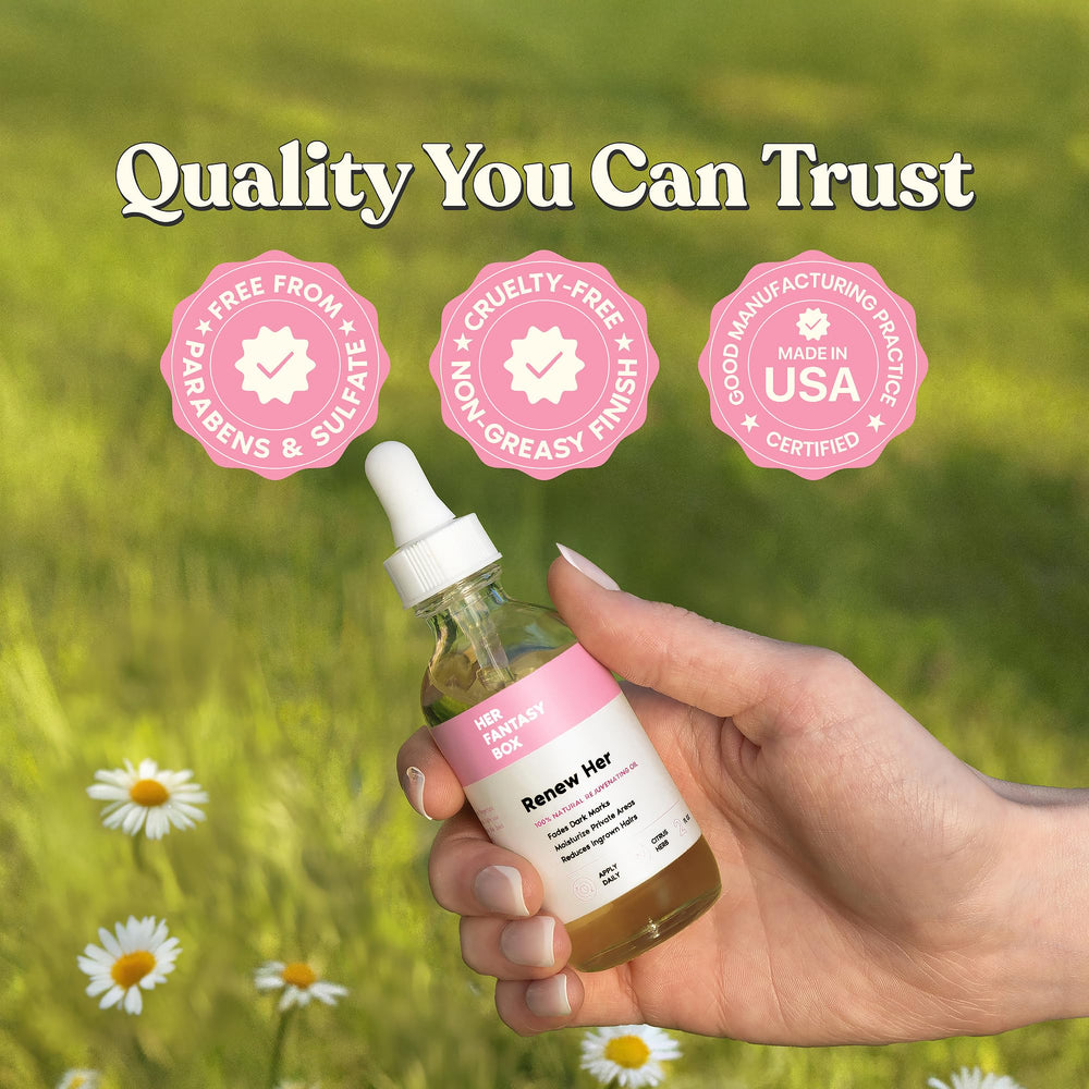 Renew Her oil picture hints at ingrown hair reduction and smoother skin