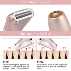 RenFox women's razor with body trimmer head for legs, arms, and bikini line.