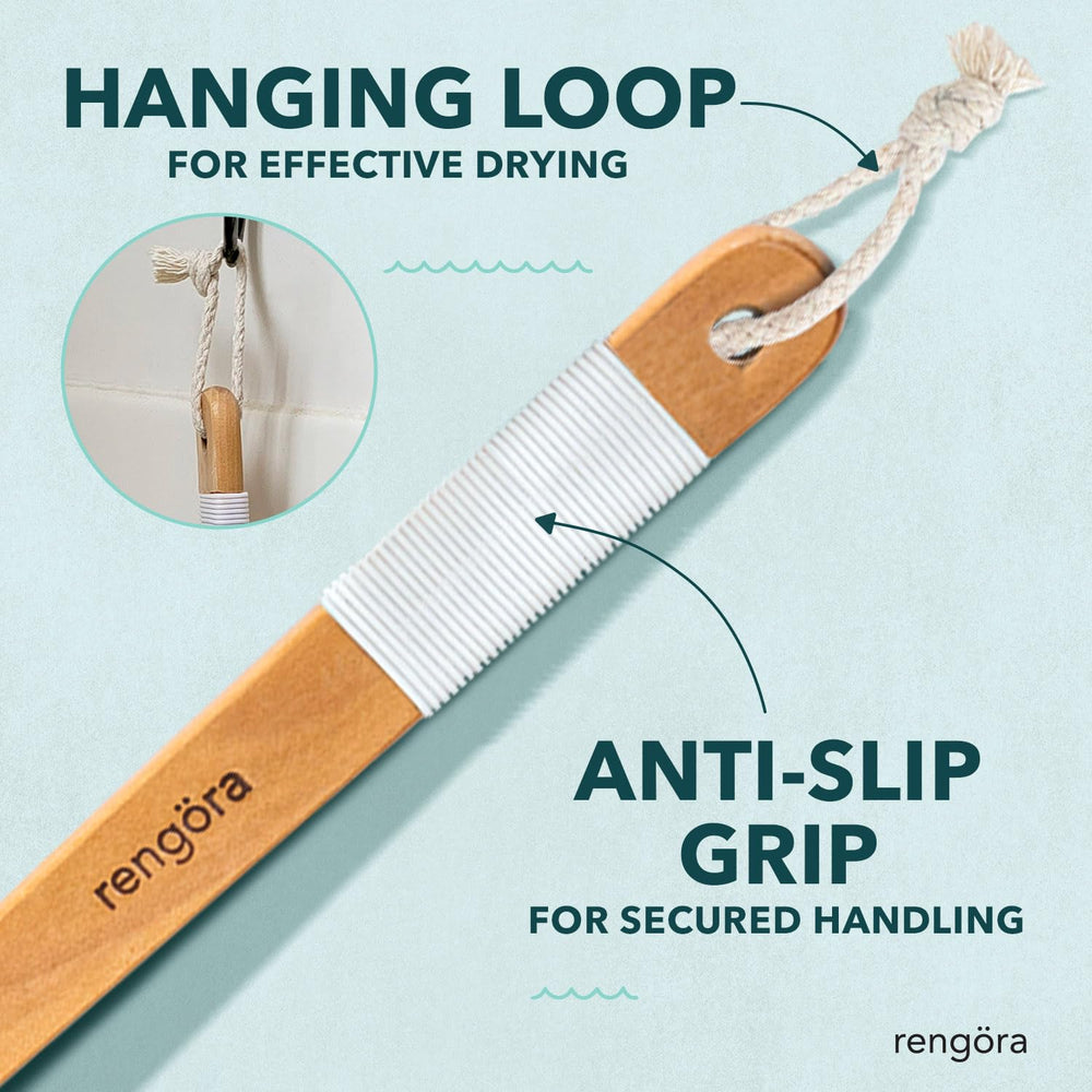 Rengöra back brush supports wet and dry brushing routines for versatile skincare.