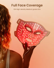 RENPHO red light therapy mask LED array close‑up showing dense LEDs.