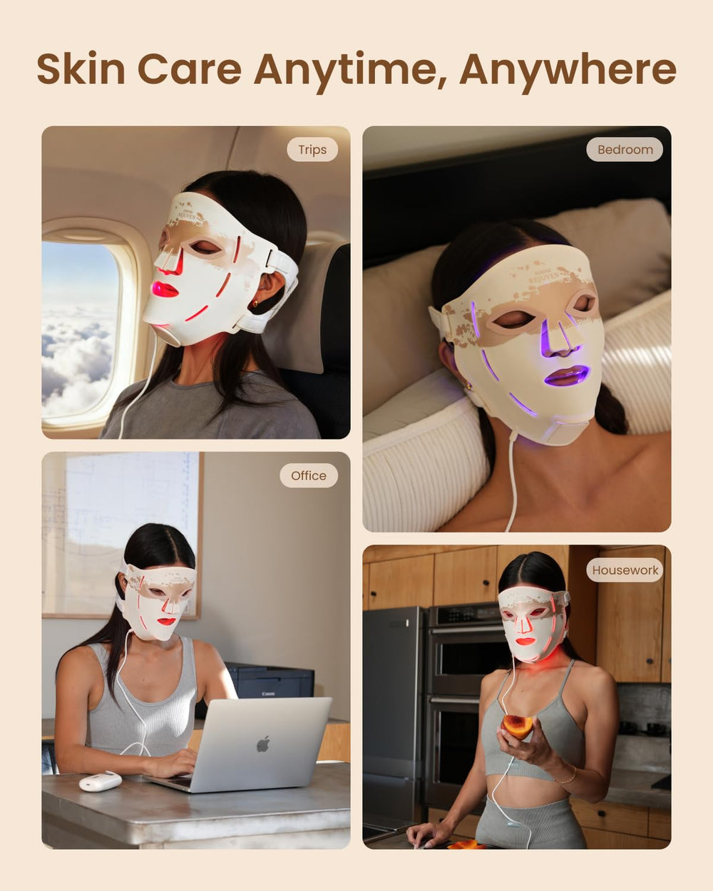 RENPHO red light therapy mask compact travel case for portability.
