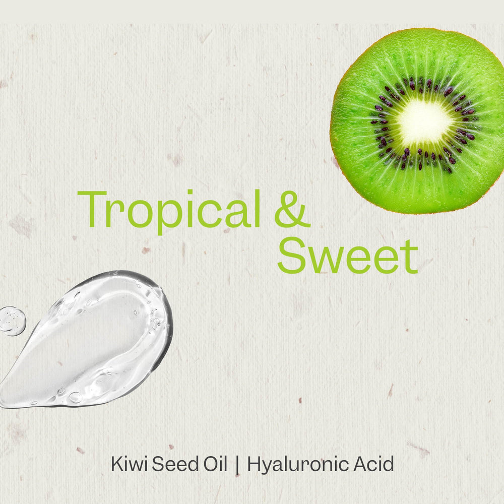 Renpure Kiwi Hyaluronic Acid ingredient close-up emphasizes hydration benefits for skin