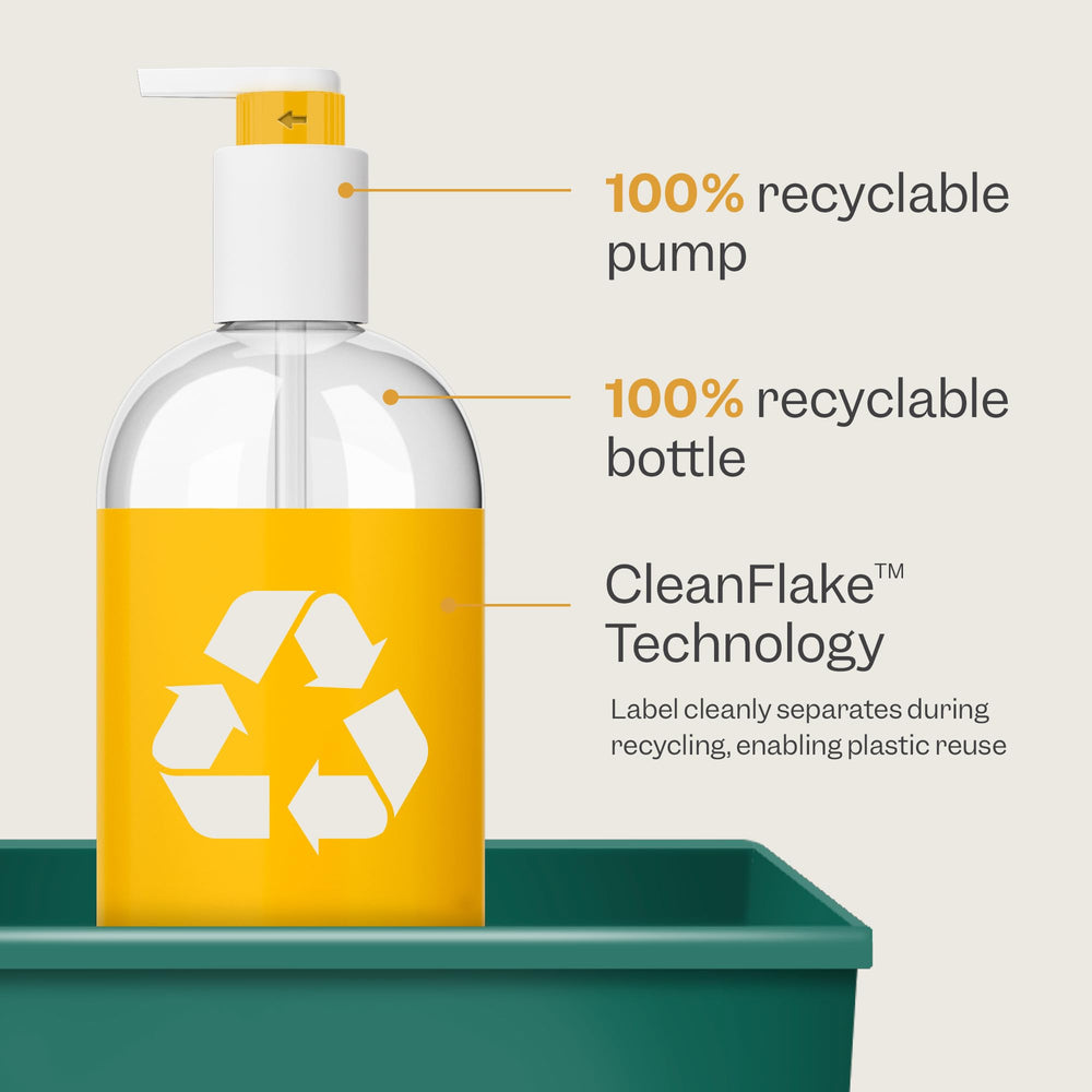 Renpure marula oil aloe shampoo packaging recyclable post-consumer plastic impact.