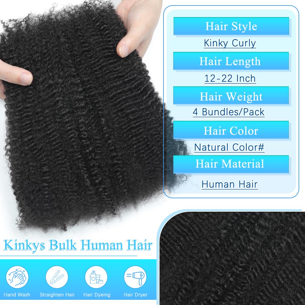 Renyarch Afro Kinky Bulk 16inch color swatches help blend with natural hair.