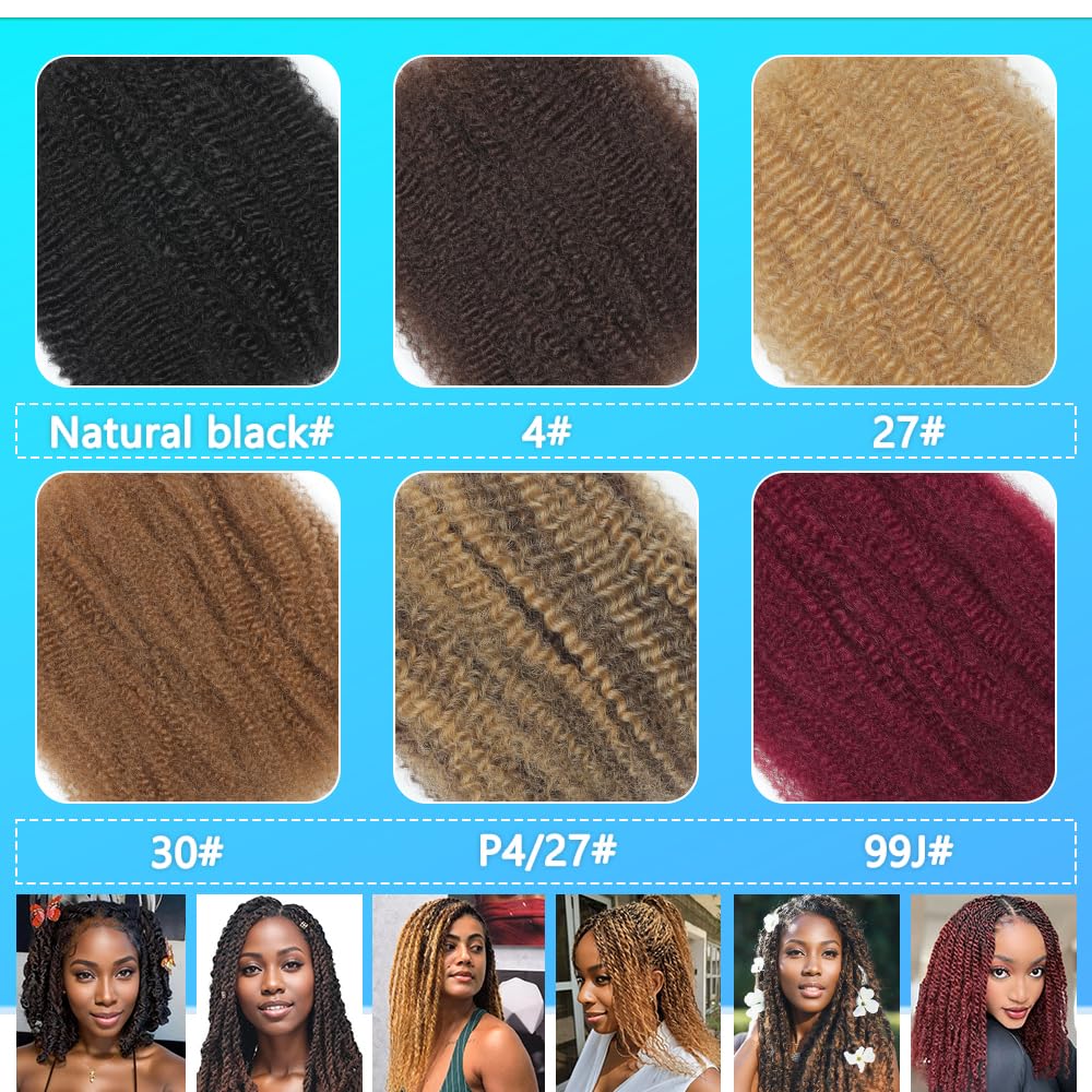 Renyarch Afro Kinky Bulk 16inch natural color pack shows subtle shade options.
