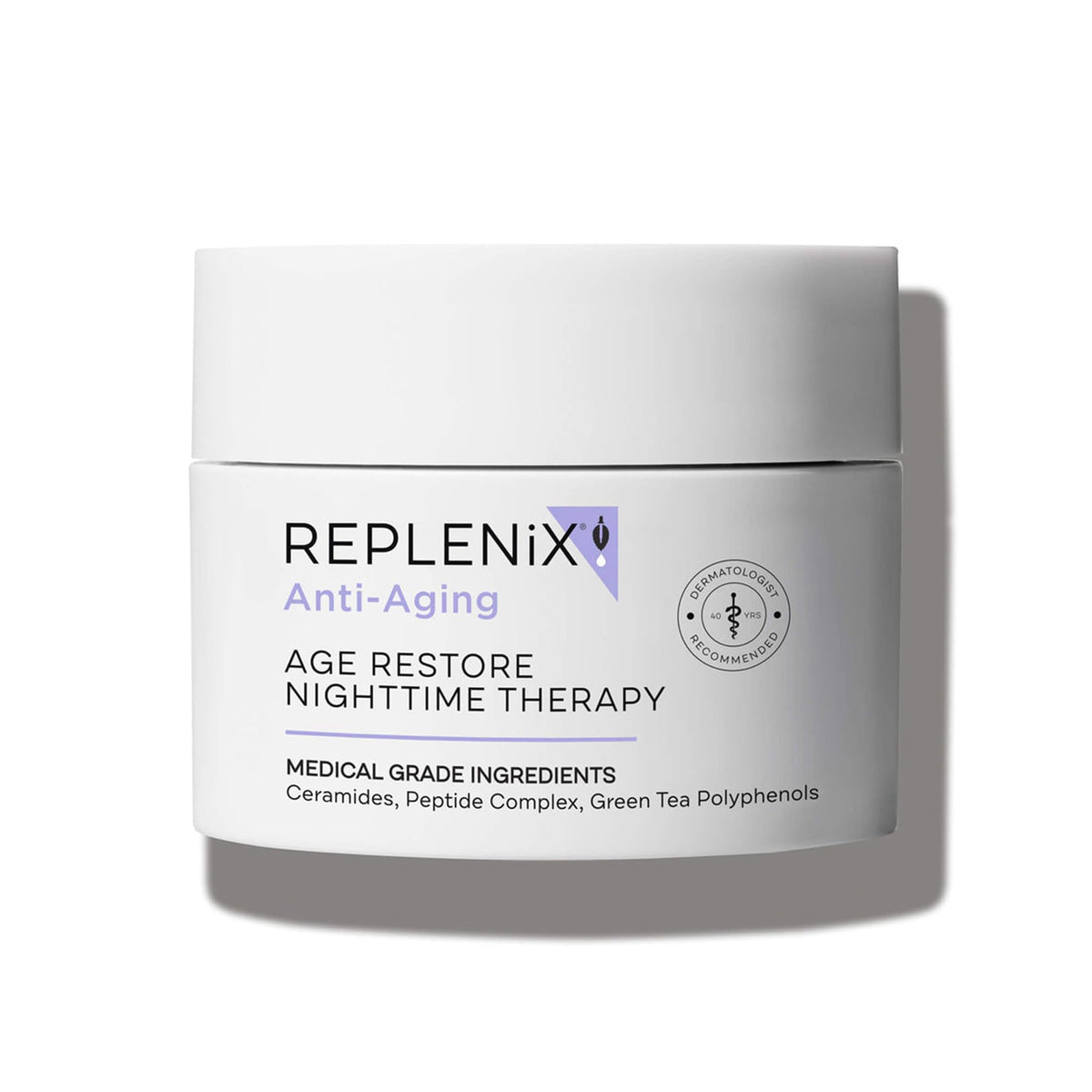 Replenix Age Restore Nighttime Therapy jar front for deep overnight hydration
