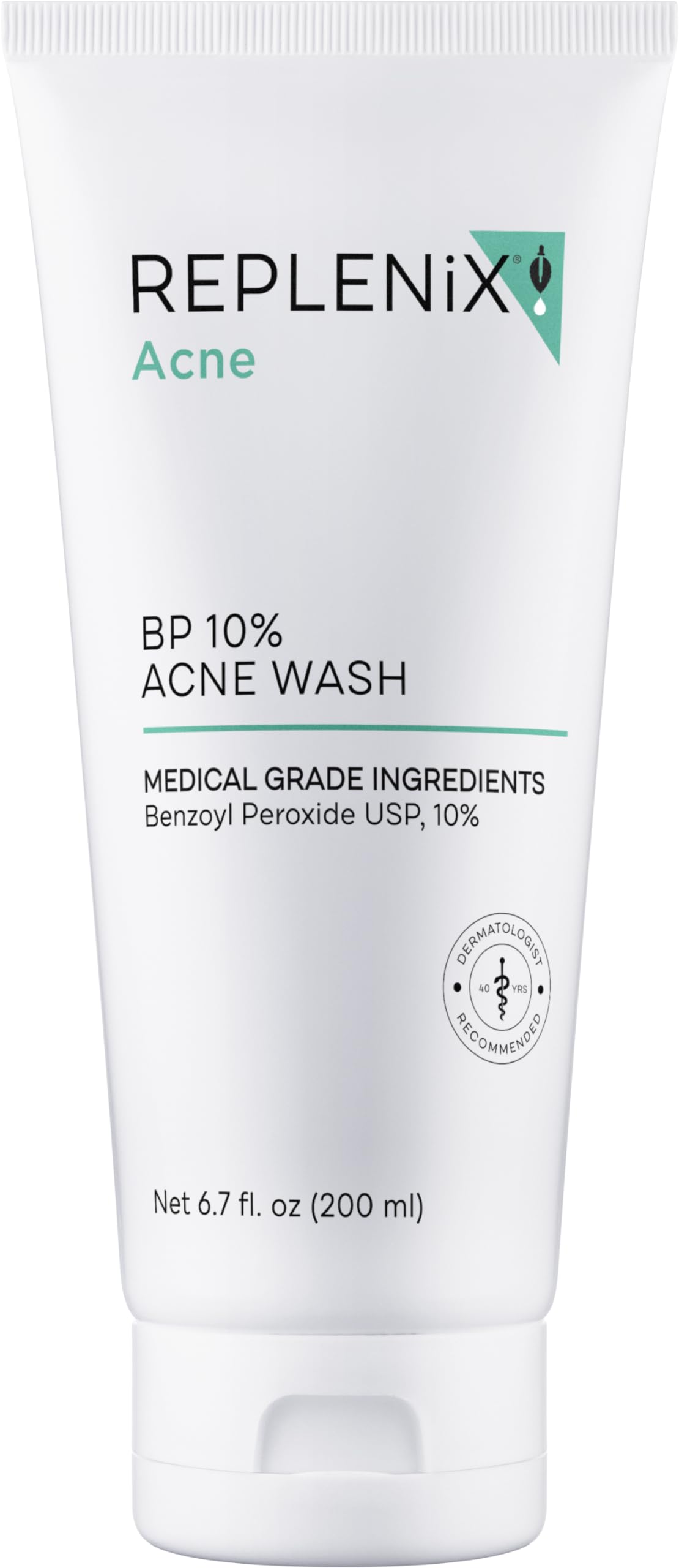Replenix BP Acne Face Wash bottle-front showing pore-cleansing action.