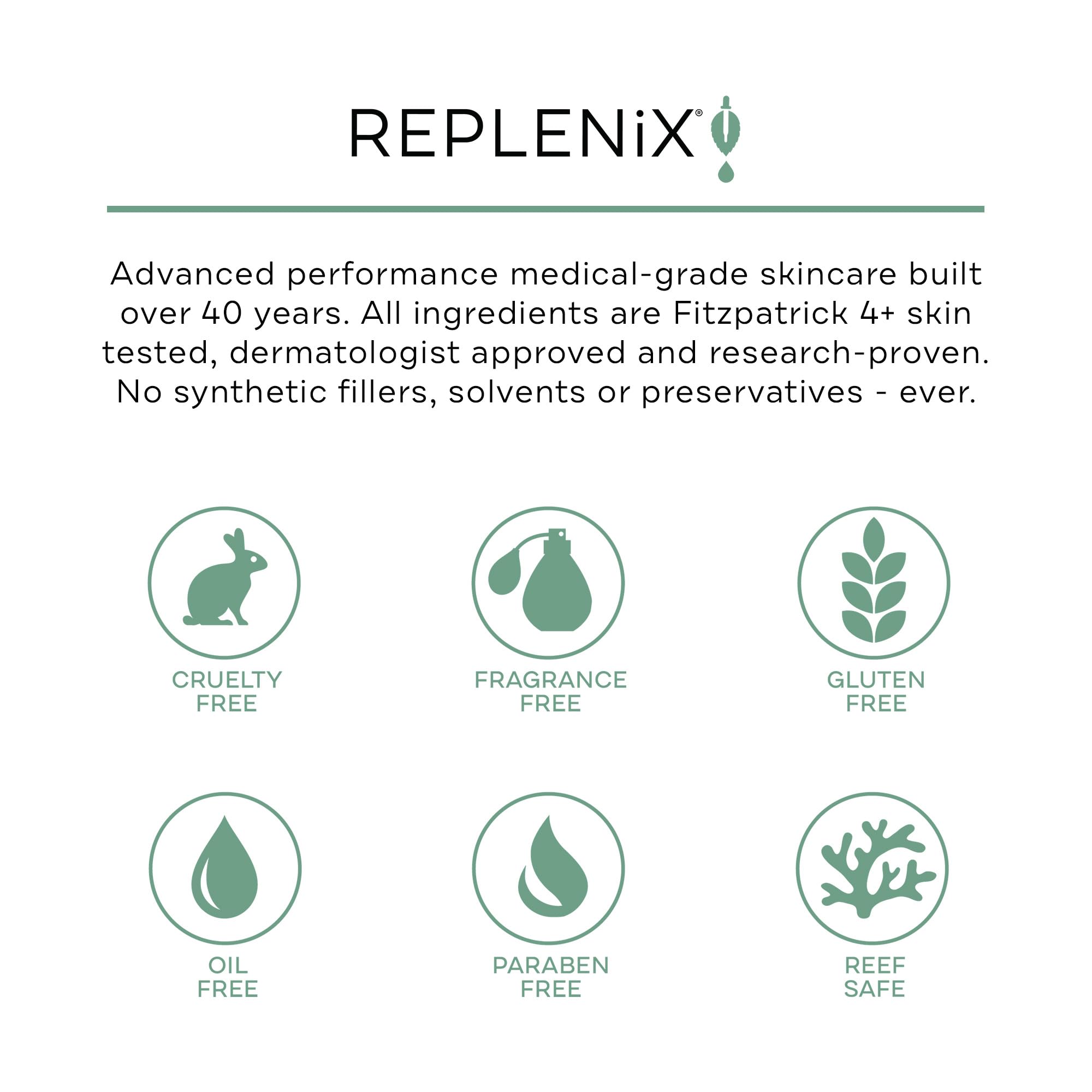Dropper releasing Replenix Pure Hydration Serum for daily hydration and skin resilience.