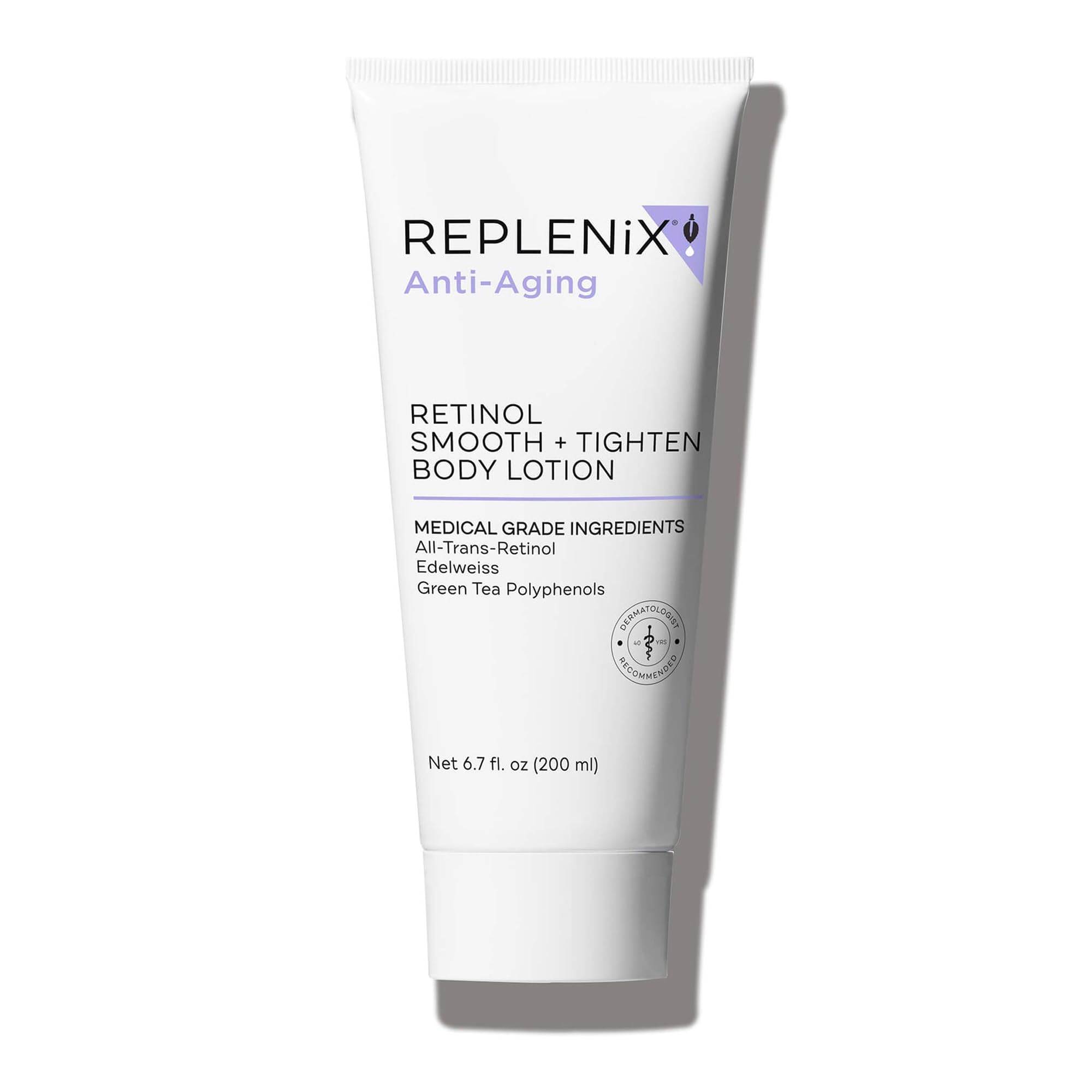 Replenix Retinol Smooth + Tighten bottle demonstrates anti-aging care in a compact design.