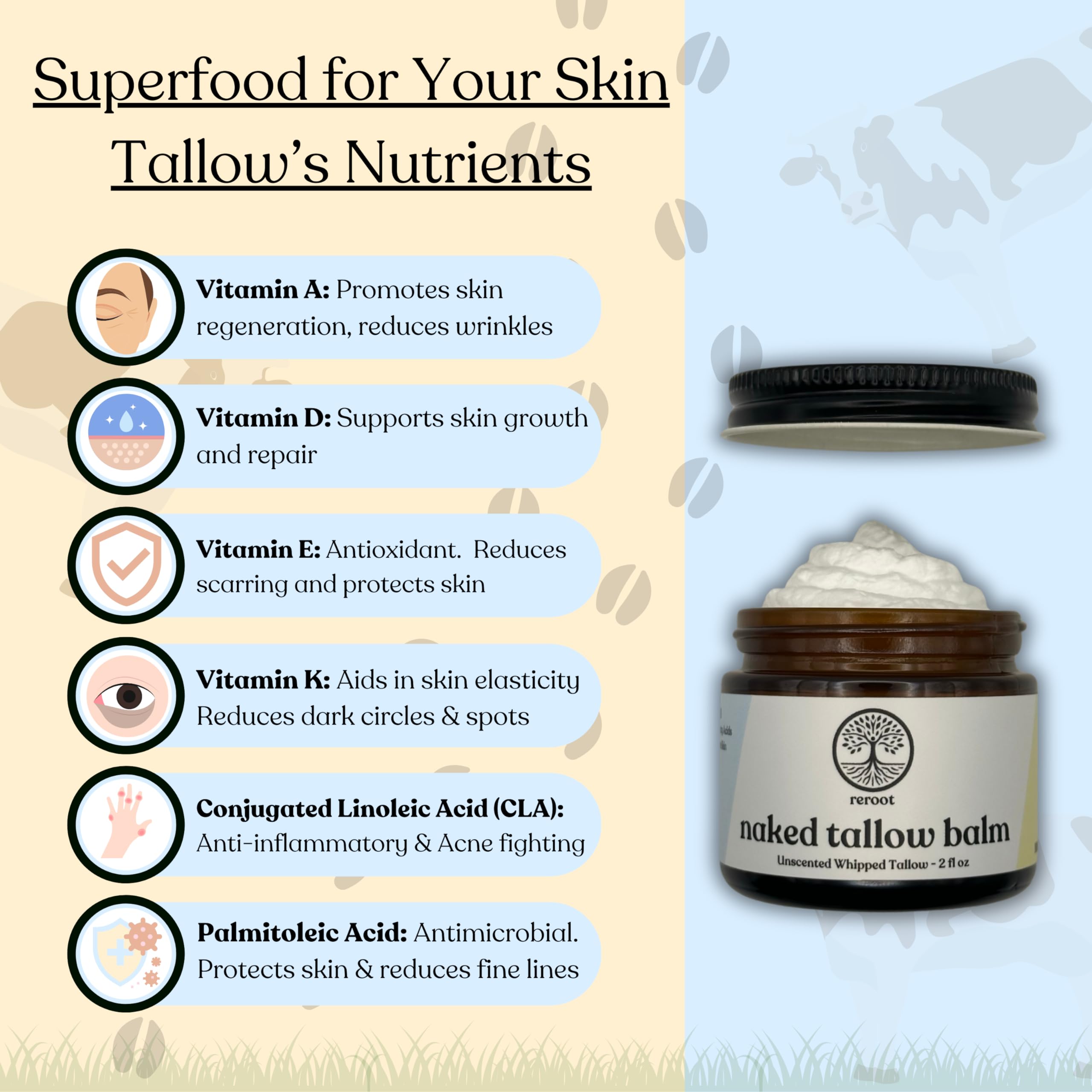 Reroot Organics face application of tallow balm on sensitive skin