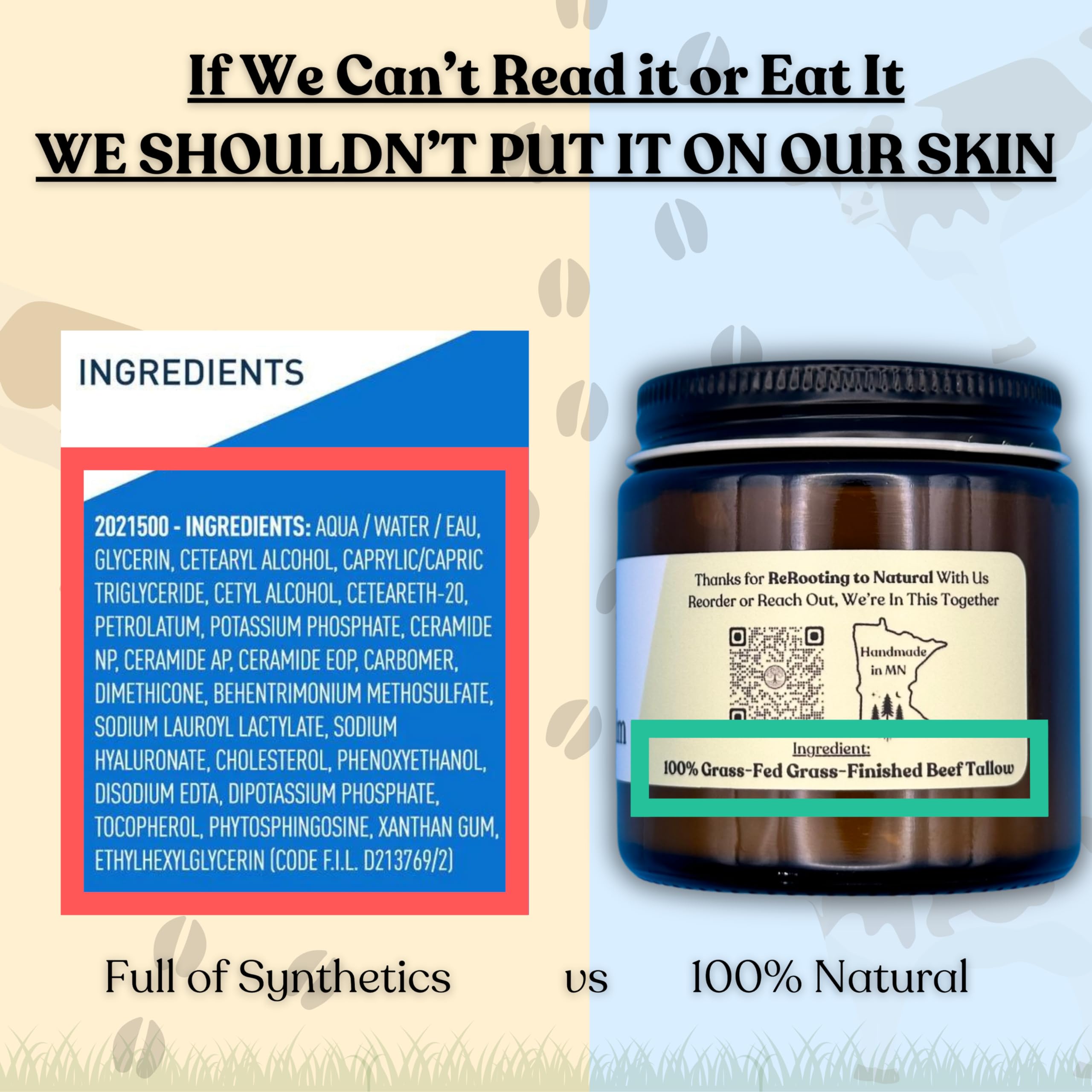 Reroot Organics Naked Tallow Balm on elbow skin for targeted care.