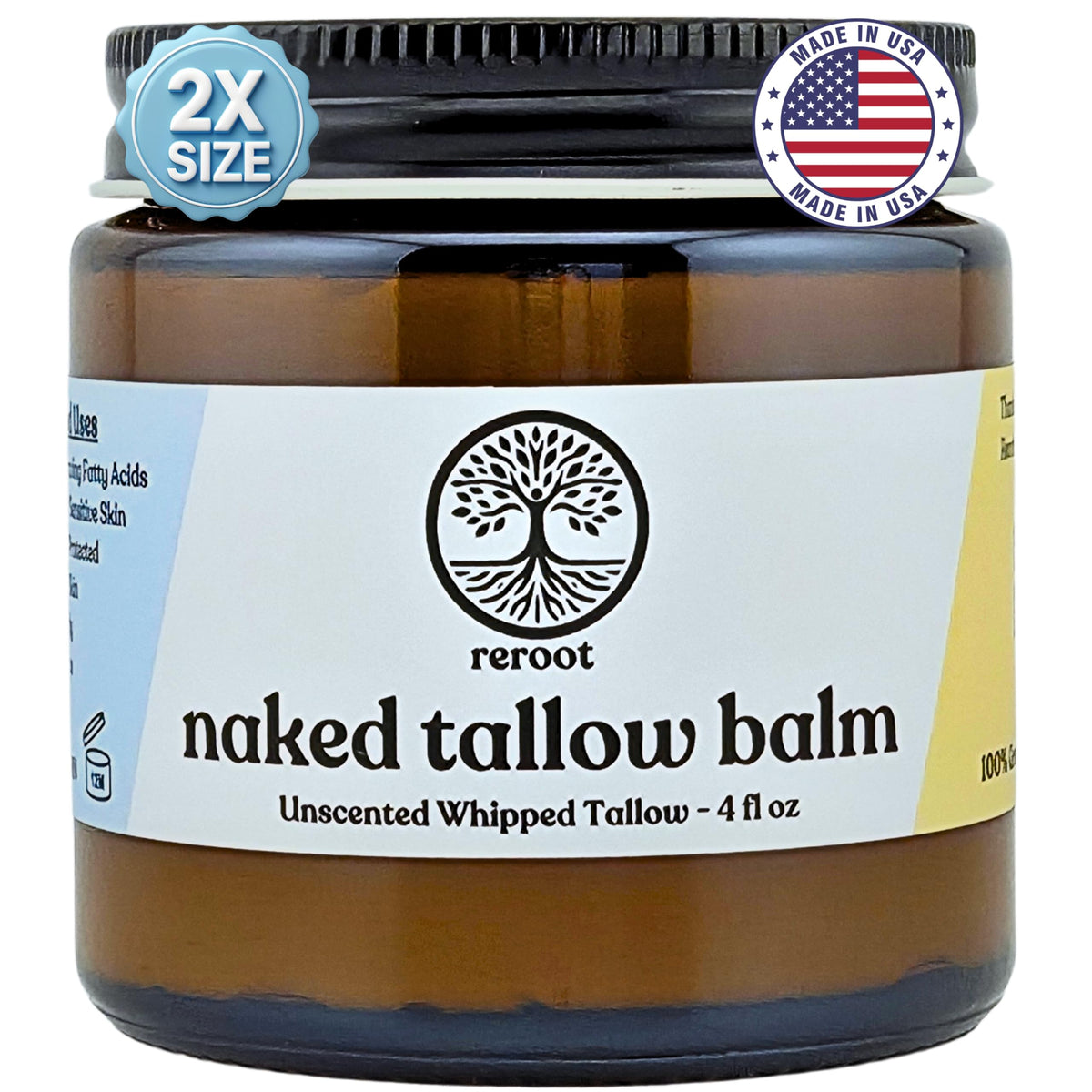 Reroot Organics Naked Tallow Balm whipped texture for easy, deep hydration.