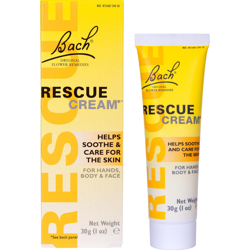 RESCUE Cream on the face—gentle barrier hydration for busy days.
