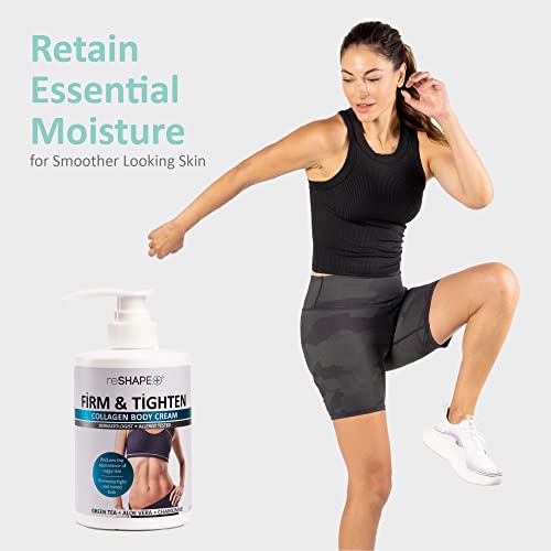 Reshape+ Collagen Cream applied to arms and legs for firming hydration.