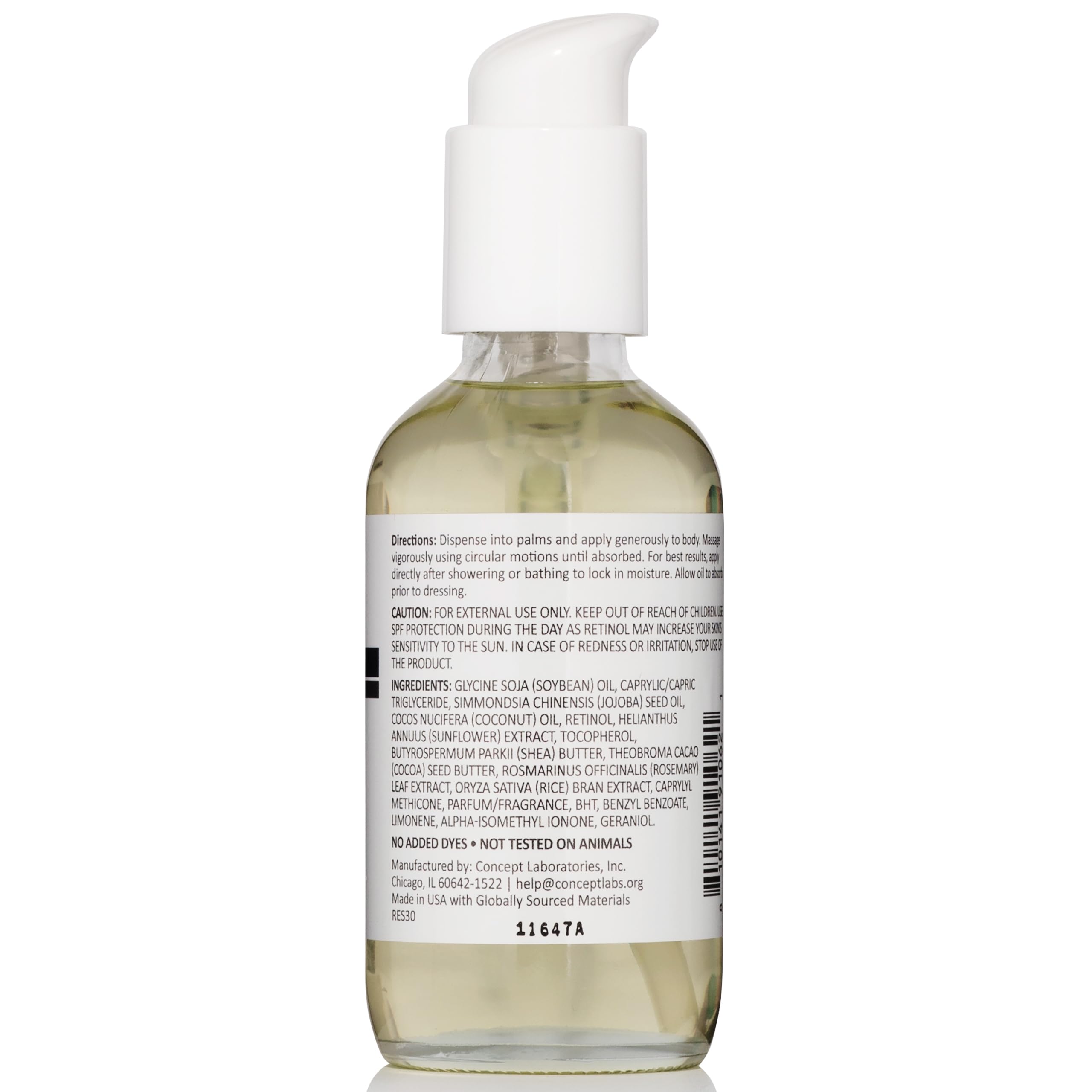 Reshape+ Retinol Firming Body Oil application demonstrates massage to lift and hydrate skin.