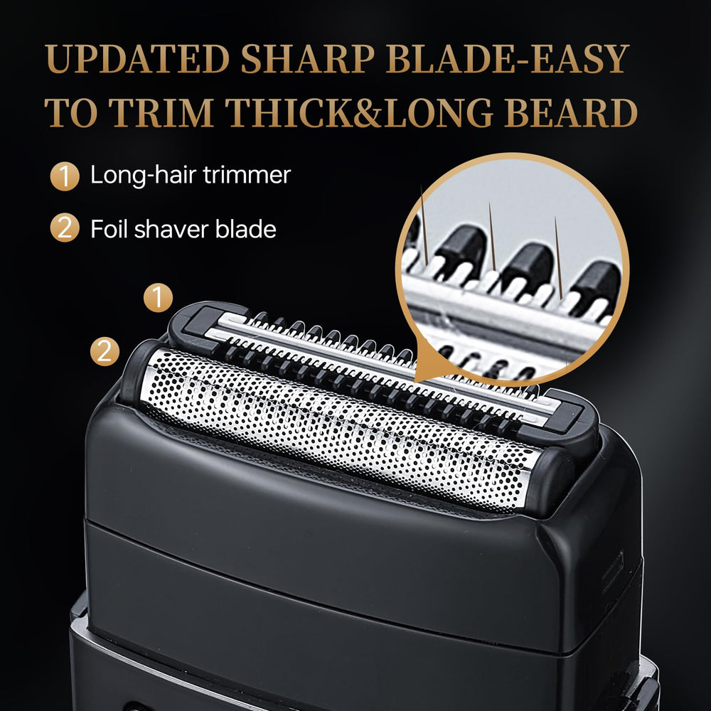 RESNOMI electric foil shaver side handling demonstrates ergonomic grip for daily use