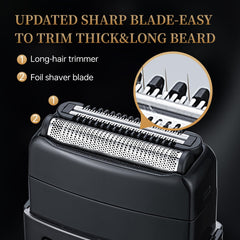 RESNOMI electric foil shaver side handling demonstrates ergonomic grip for daily use