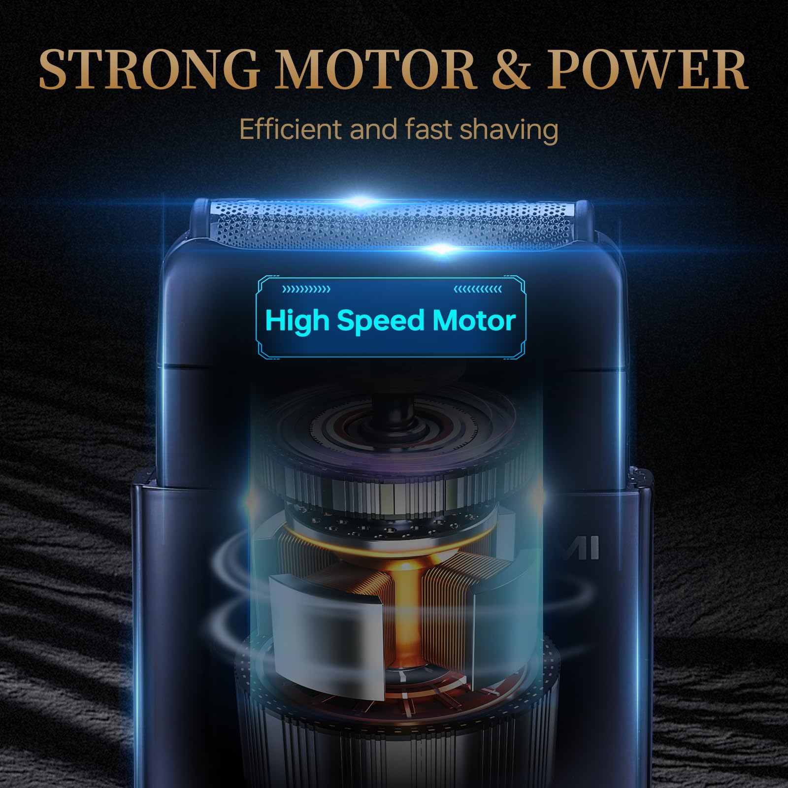 RESNOMI foil shaver LCD display shows battery, speed, charging status at a glance