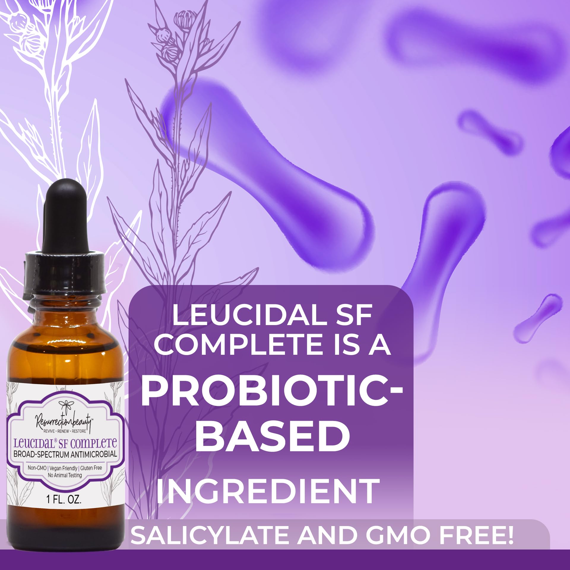 RESURRECTIONbeauty Leucidal SF Complete emulsion-ready formula suits creams and gels.