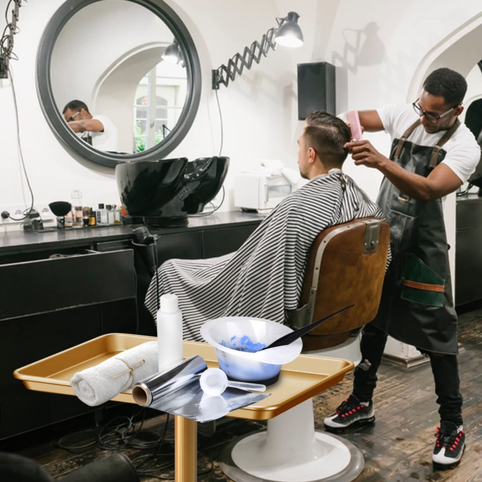 Retain Time gold-finish salon tray adds a premium look to beauty workflows.