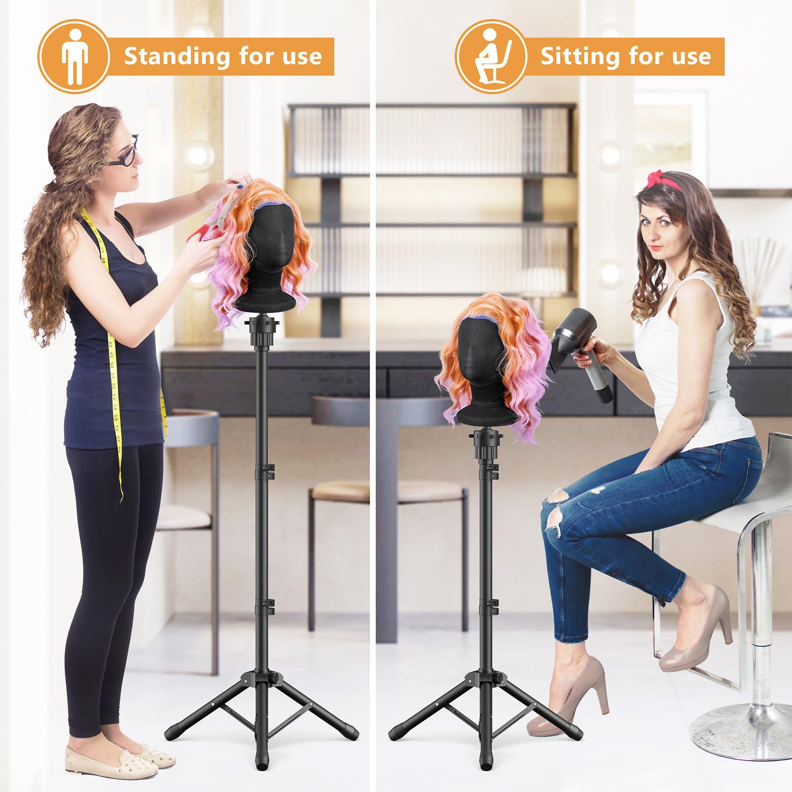 Retbtnm Wig Head Stand packing list shown for complete setup