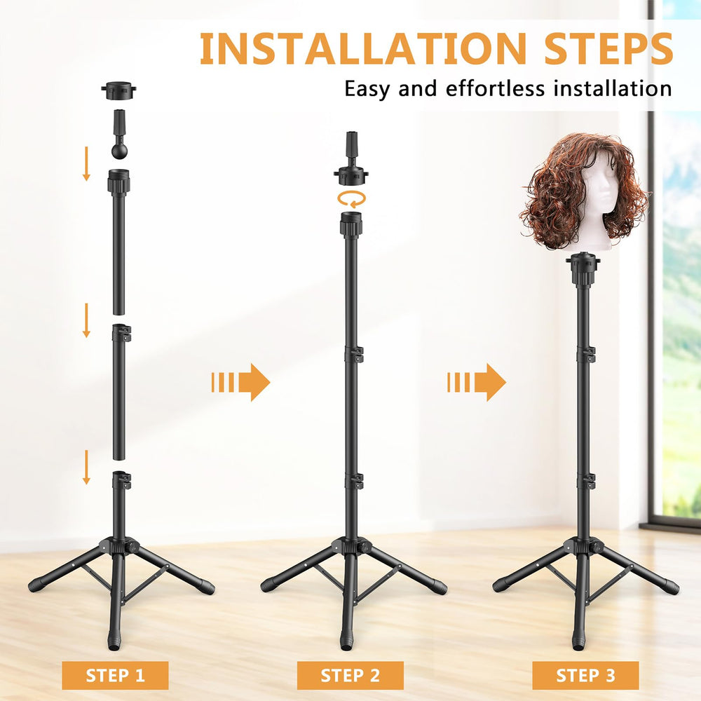 Retbtnm Wig Head Stand folds compactly for easy transport