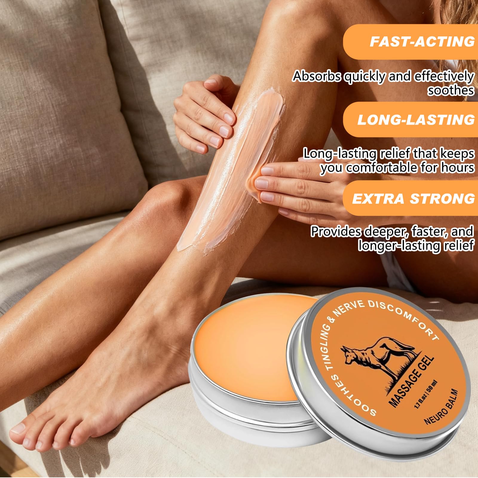 Retigazo Therawolf balm applied on arm for soothing massage relief.