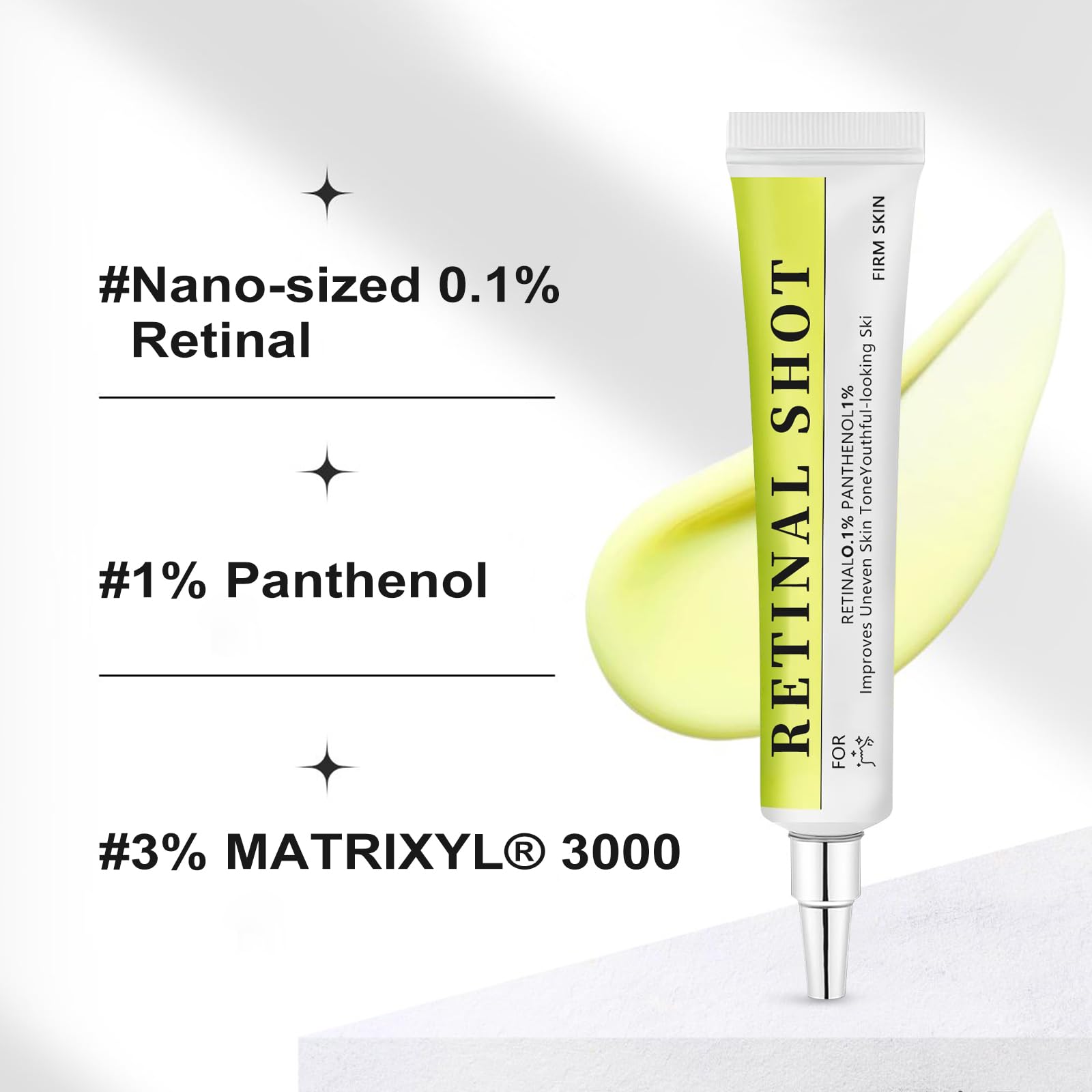 RETINAL SHOT multi-layer protection formula — gentle care for delicate zones.
