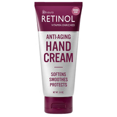 Retinol anti-aging hand cream packaging signals premium USA-made care for softer hands