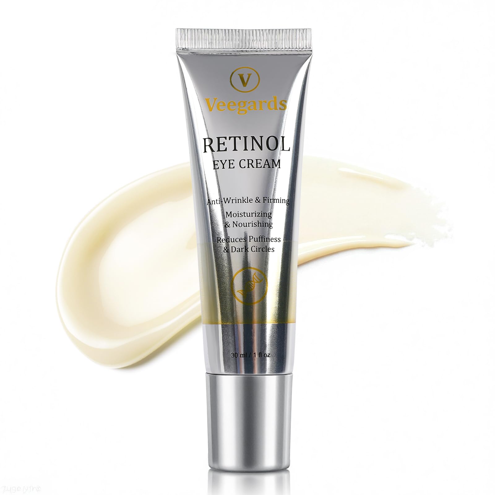 Retinol Eye Cream sample on skin showing refreshed eye contour.