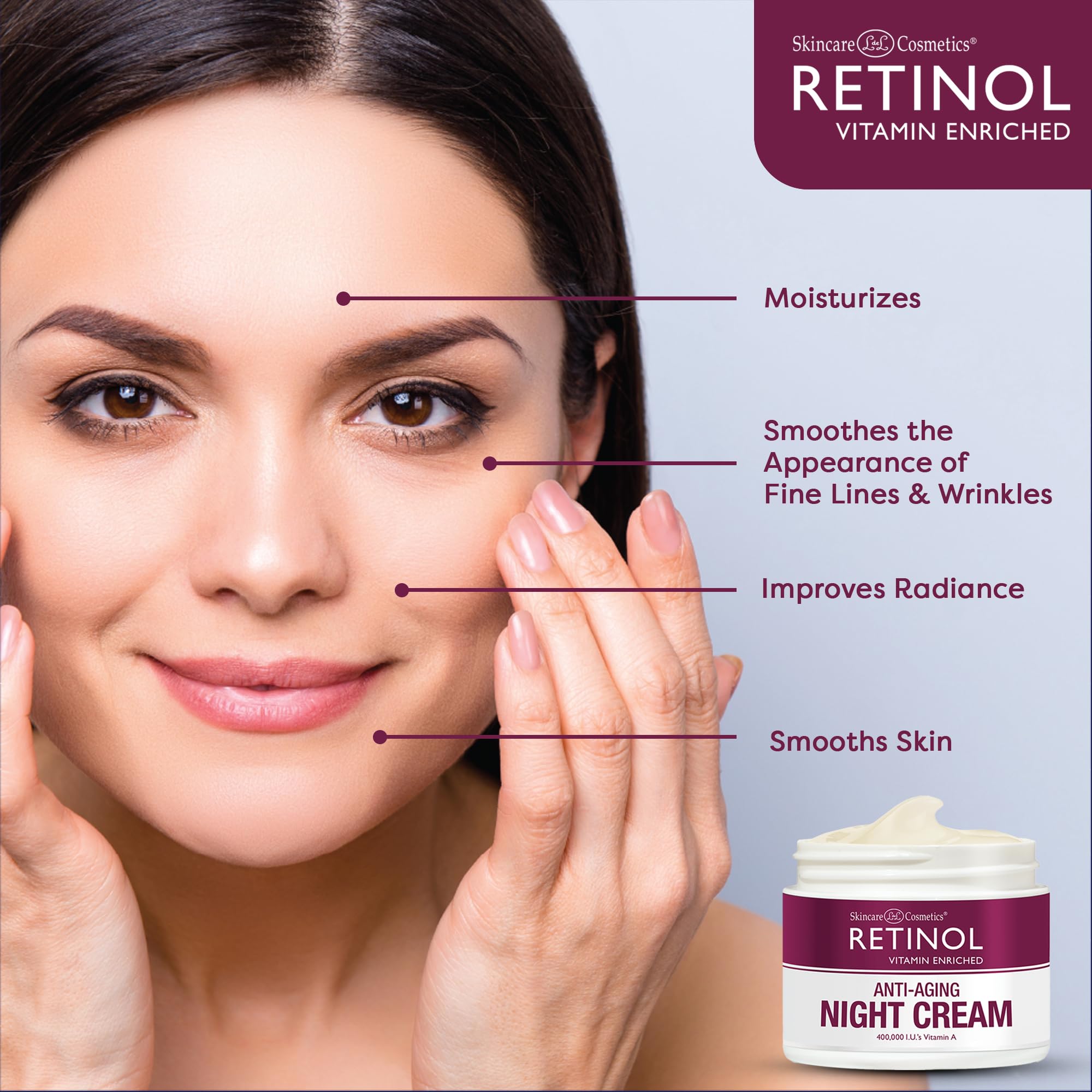 Retinol LIVAURA ingredients show vitamins A, C, E for nourishment.