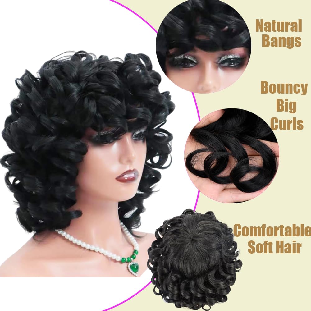 Retoleca Afro big curly wig showcases soft, bouncy curls for parties or weekends.