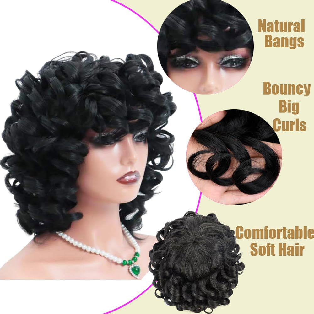 Retoleca Afro big curly wig showcases soft, bouncy curls for parties or weekends.