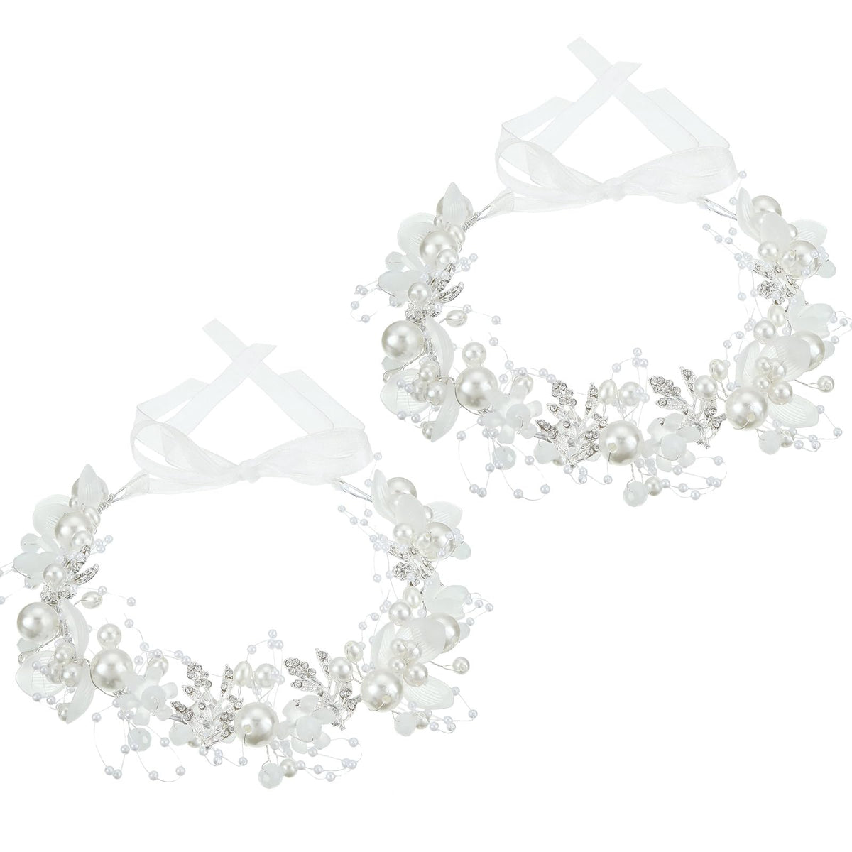 Retrowavy 2pcs flower headbands in silver for girls add wedding day sparkle.
