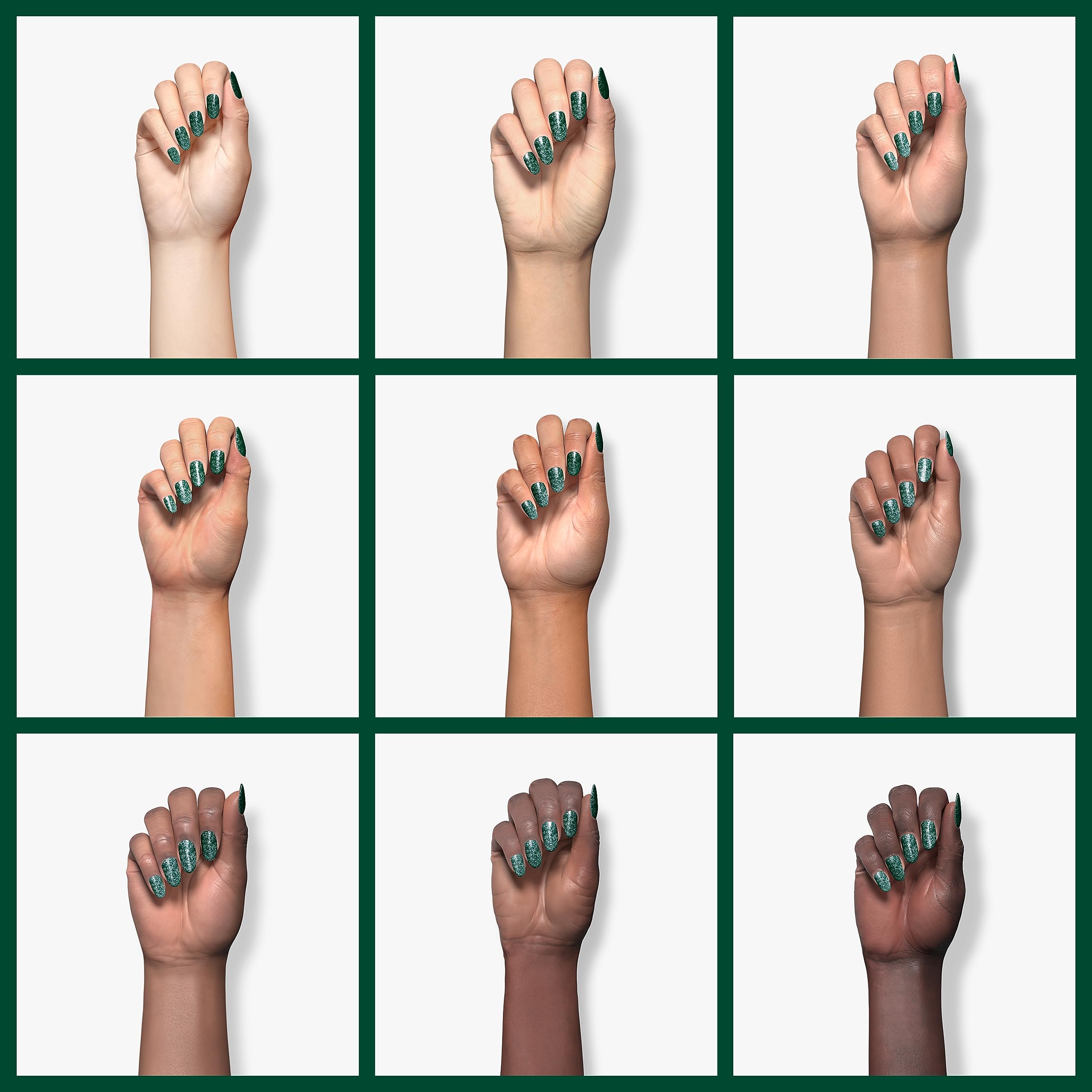 Revel Nail Dip Powder green finish close-up with glossy shine.