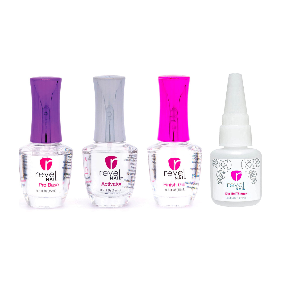 Revel Nail Dip Powder Liquid Set base coat provides smooth, lasting coverage.