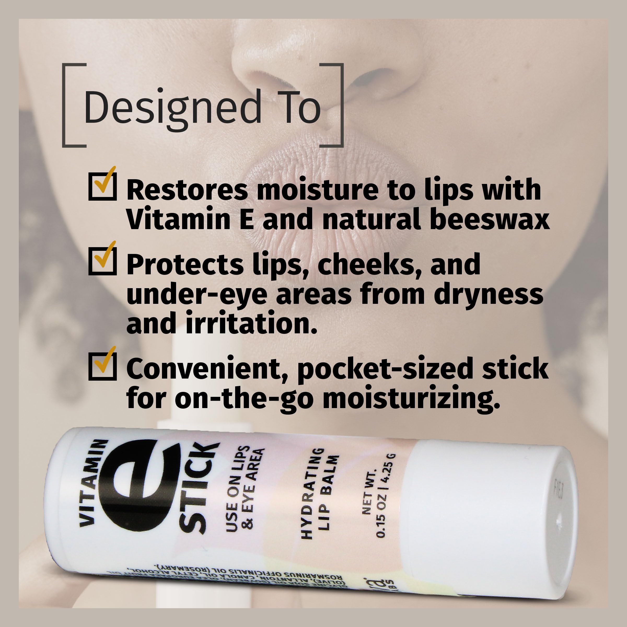 Beeswax and shea butter close-up in Reviva Labs Vitamin E Stick for nourishing moisture.