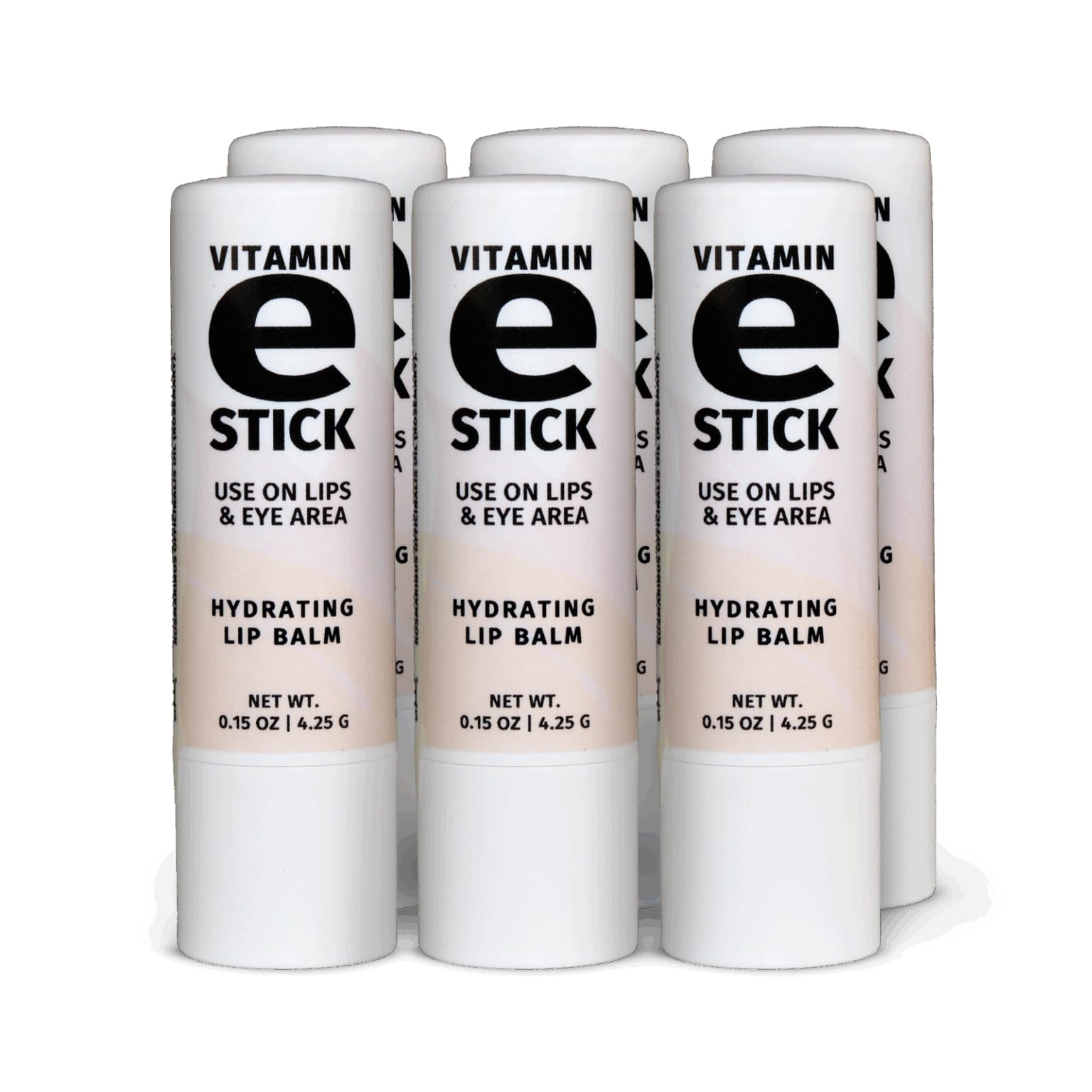 Reviva Labs Vitamin E Stick on lips delivering hydration with a subtle natural gloss.
