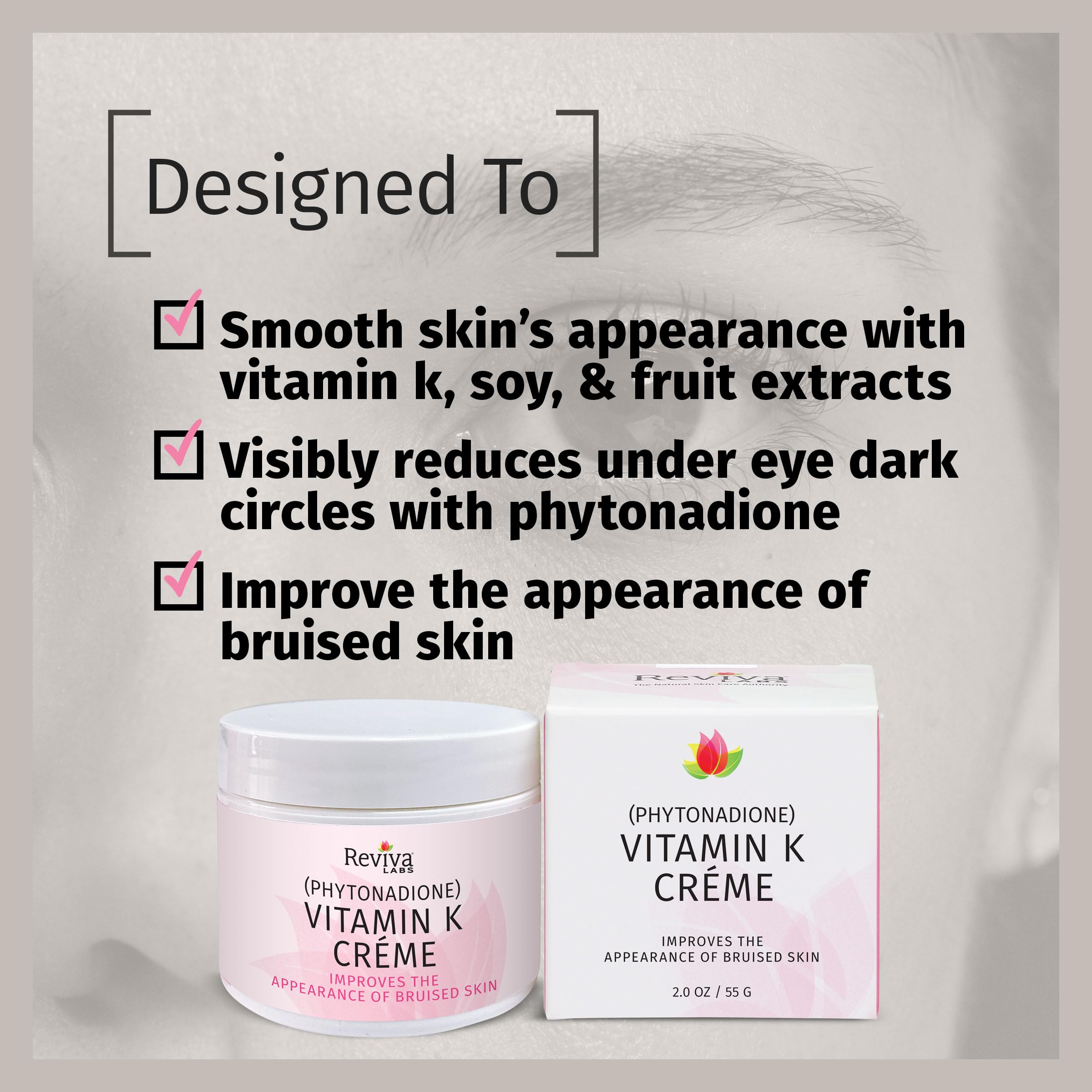 Close-up of natural fruit extracts in Reviva Labs Vitamin K Creme
