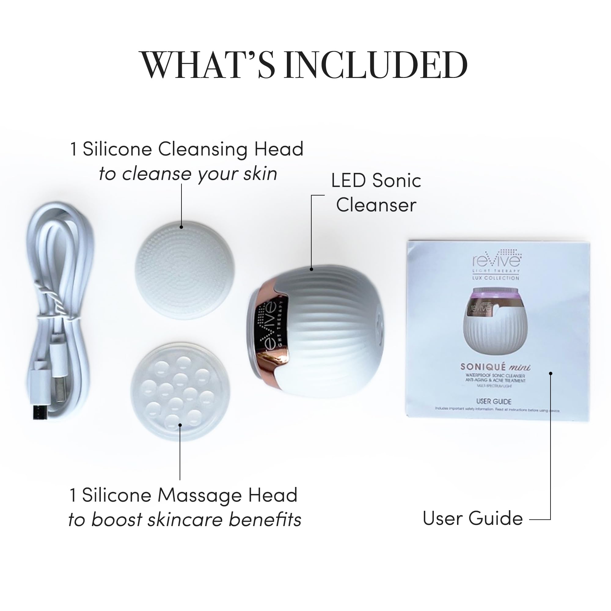 Revive Light Therapy Soniqué Mini IPX6 water-resistant body supports dry storage and near-water use.