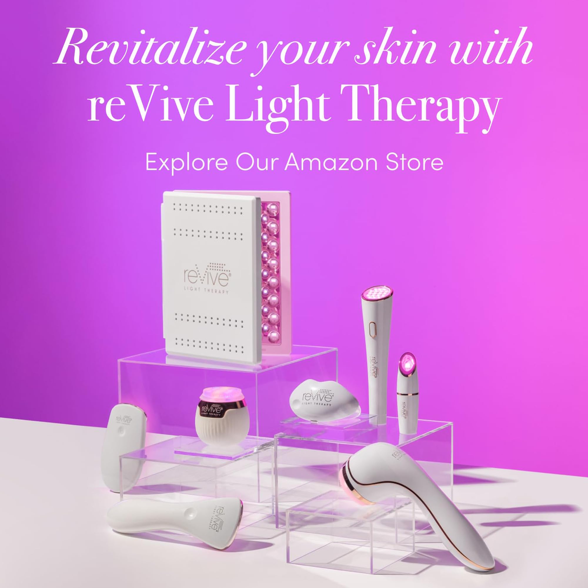 Revive Light Therapy Soniqué Mini travel-ready setup fits vanity spaces for regular cleansing rituals.