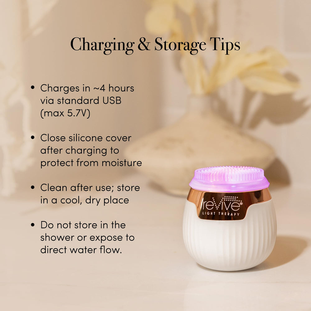 Revive Light Therapy Soniqué Mini USB charging dock keeps the device powered between uses.