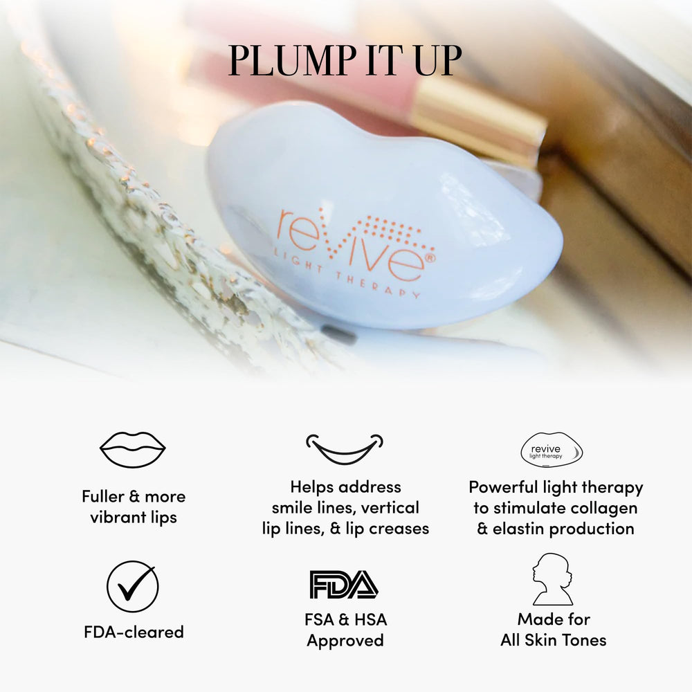 reVive Lux Lip Plumper top view showcasing sleek rechargeable device for convenient daily lip care.