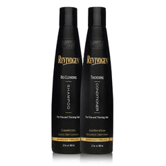 Revivogen MD Bio-Cleansing Shampoo bottle highlights 12oz size for gentle, DHT‑addressing scalp cleansing.