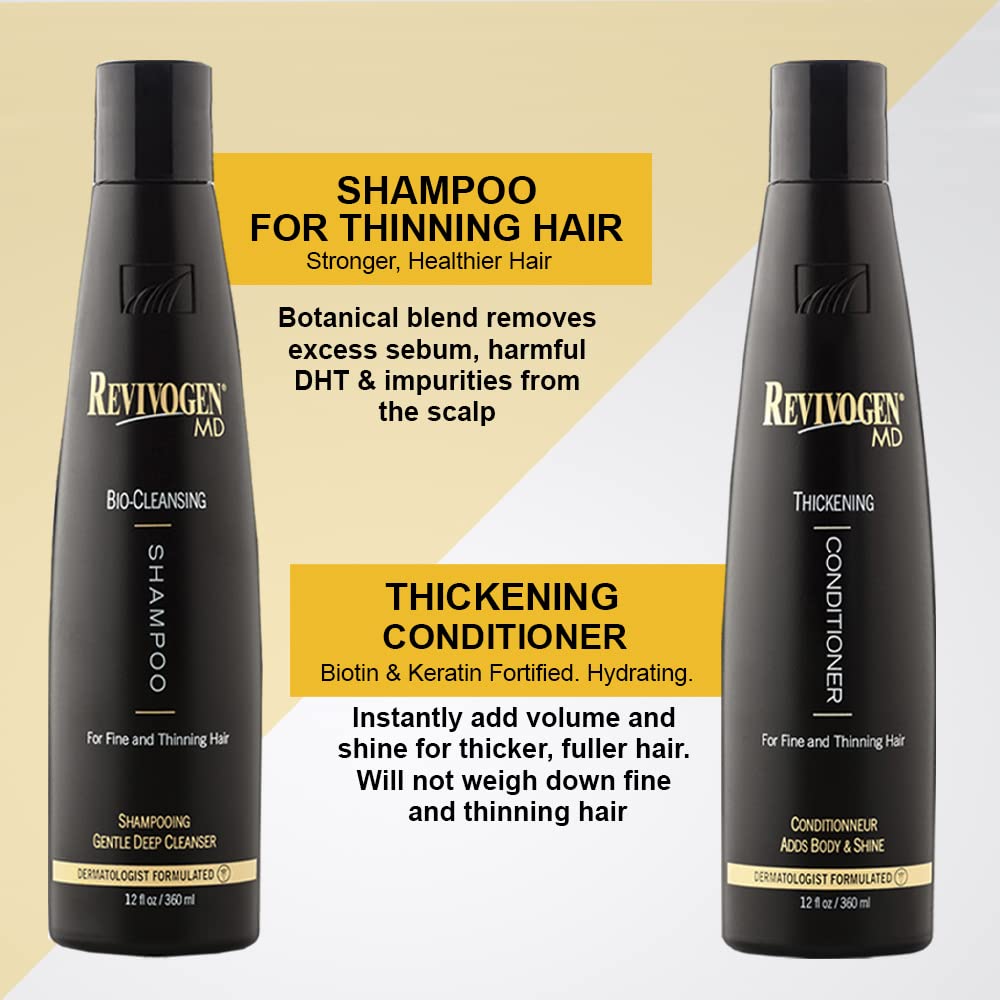 Revivogen MD Bio-Cleansing Shampoo scalp‑closeup conveys soothing texture for sensitive scalps.