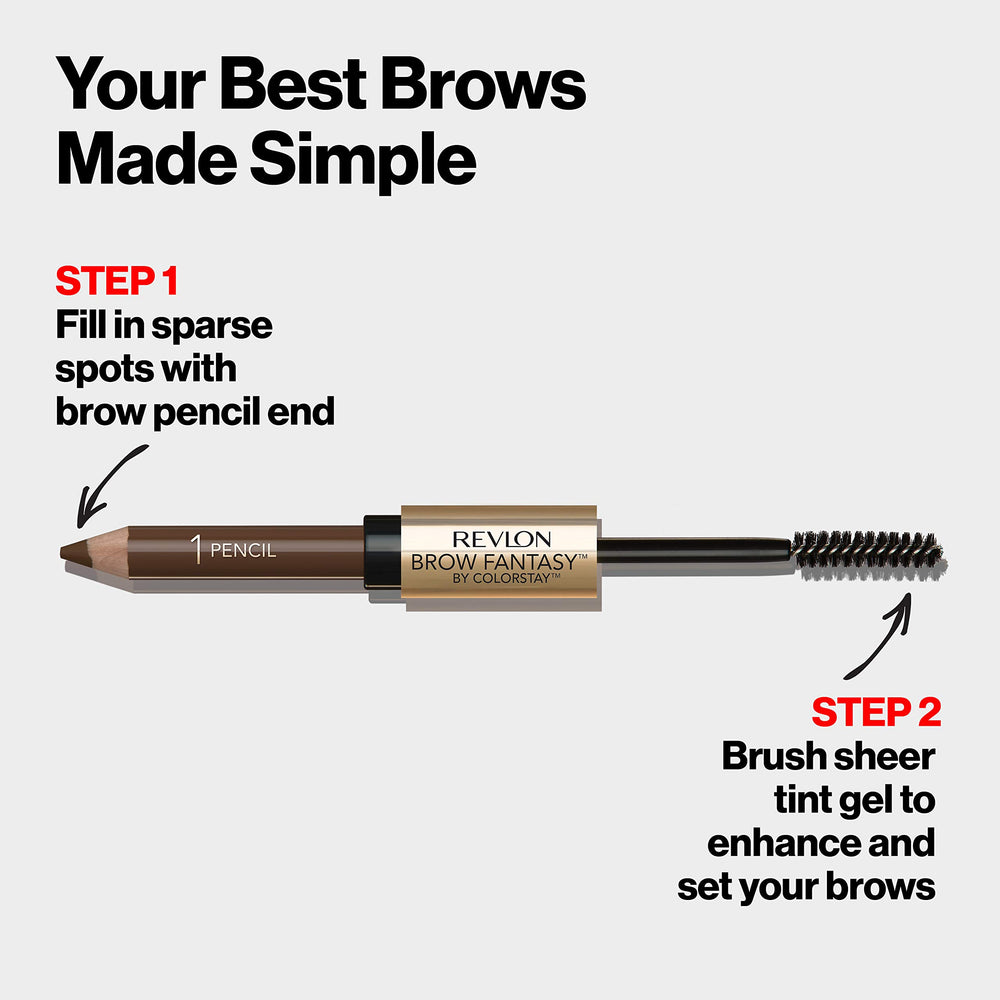 Revlon Brow Fantasy tinted gel adds sheer color and sets brows.