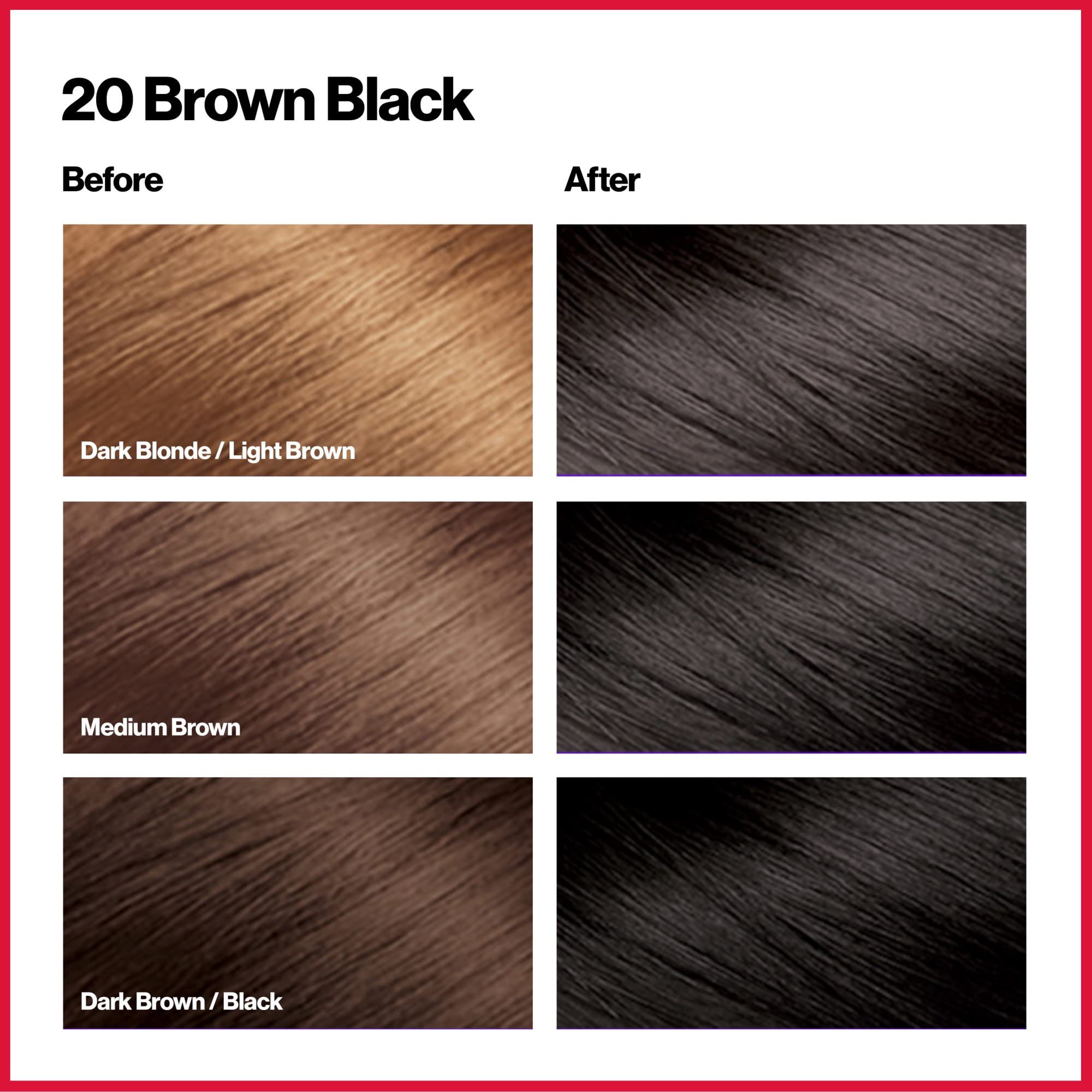 Revlon ColorSilk 20 Brown Black results on hair with natural-looking depth